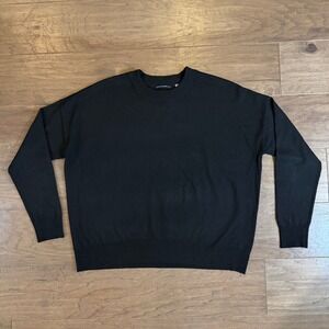 T Tahari Womens Black‎ Crewneck Sweater Relaxed Fit Dropped Shoulder Size M